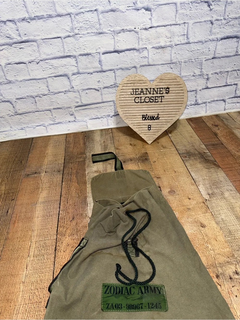 Zodiac Army Olive Drab Canvas Drawstring Backpack Rucksack ZA03-98967-1245